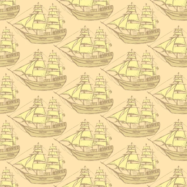 Boceto barco de mar en estilo vintage — Vector de stock