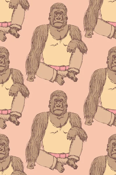 Skiss fancy gorilla i vintage stil — Stock vektor