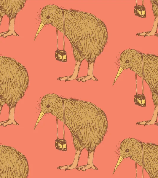 Skizze ausgefallener Kiwi-Vogel im Vintage-Stil — Stockvektor