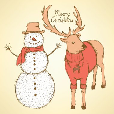 Kardan adam ve yağmur geyik kroki