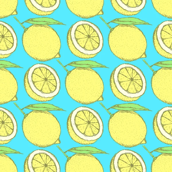 Sketch juicy lemon dalam gaya vintage - Stok Vektor