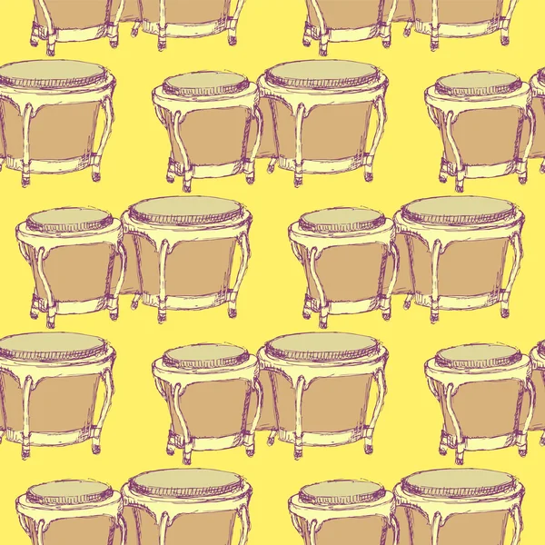 Bongos Sketch instrumento musical en estilo vintage — Archivo Imágenes Vectoriales