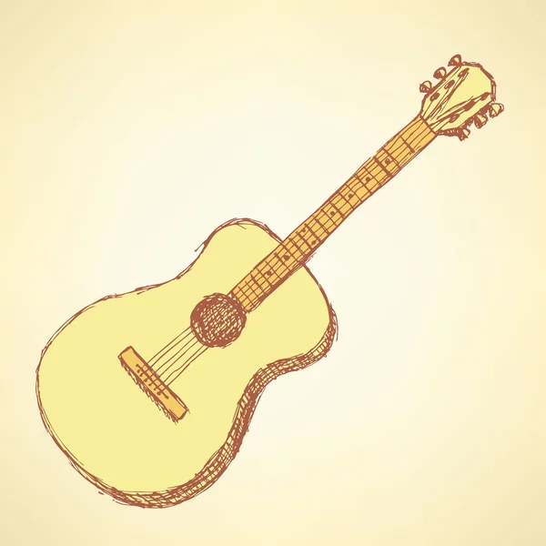 Instrumento musical de guitarra Sketch em estilo vintage — Vetor de Stock