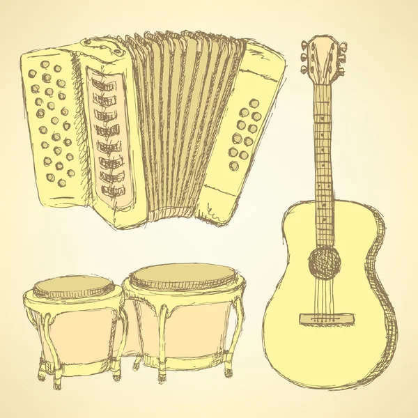 Sketch musical instrument in vintage style — Stock Vector