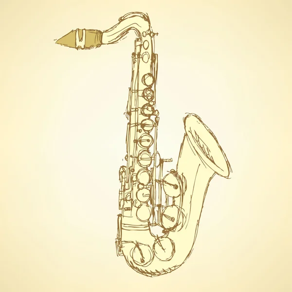 Sketch saxophone musical instrument — Stock Vector