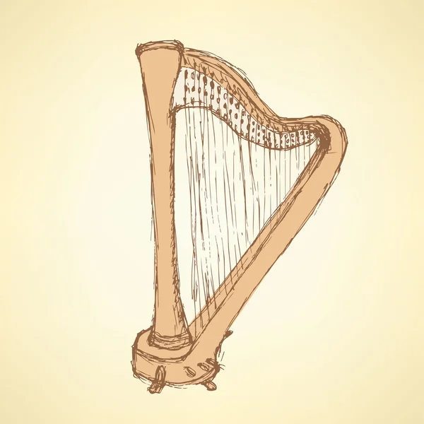 Sketch harp musical instrument — Stock Vector