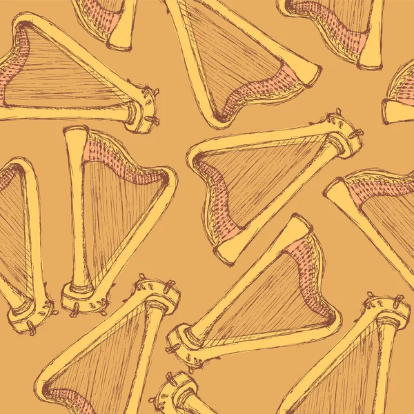 Instrument de musique pour harpe de croquis dans un style vintage — Image vectorielle