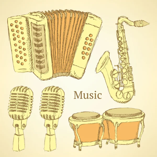 Sketch instrumento musical em estilo vintage — Vetor de Stock