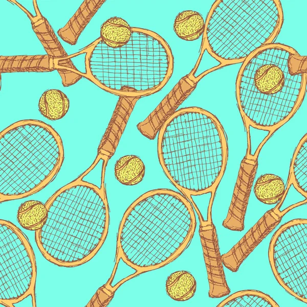Ескізне тенісне обладнання в вінтажному стилі — стоковий вектор