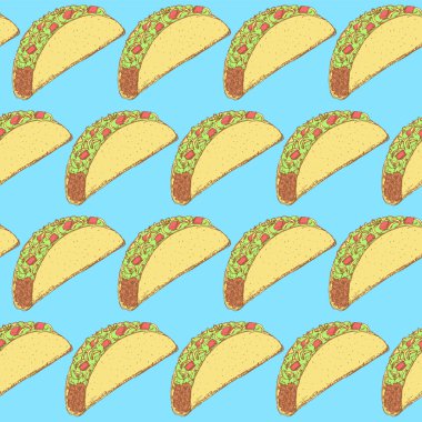 Vintage tarzı Meksikalı taco kroki