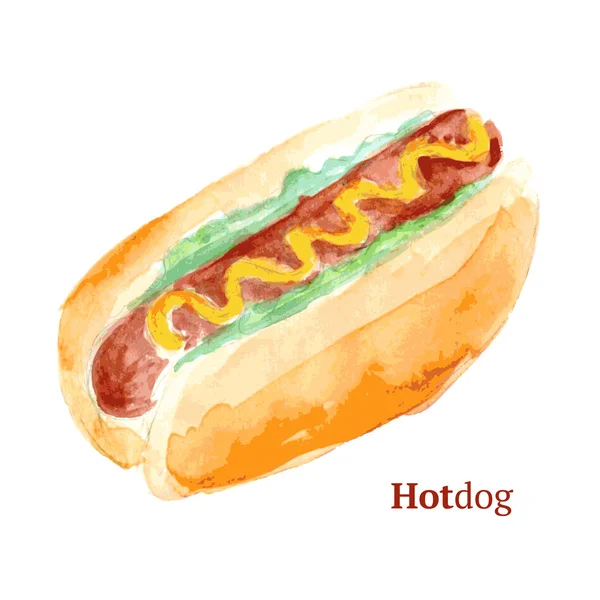 Hotdog yang lezat dengan gaya lama. - Stok Vektor