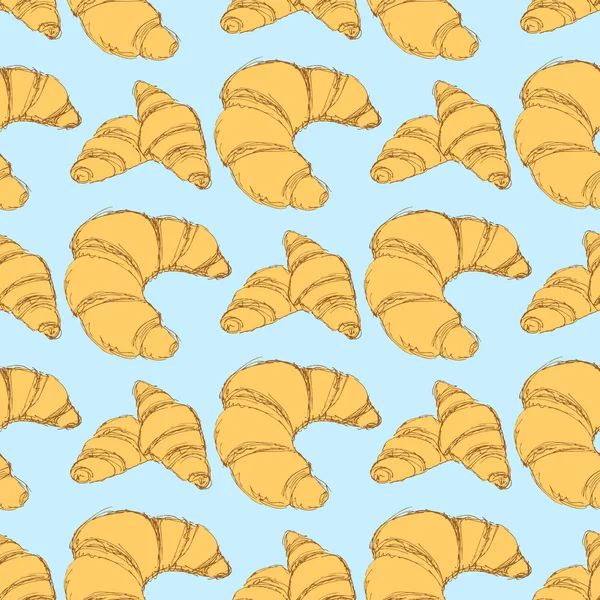 Croissants Sketch ambientado en estilo vintage — Archivo Imágenes Vectoriales