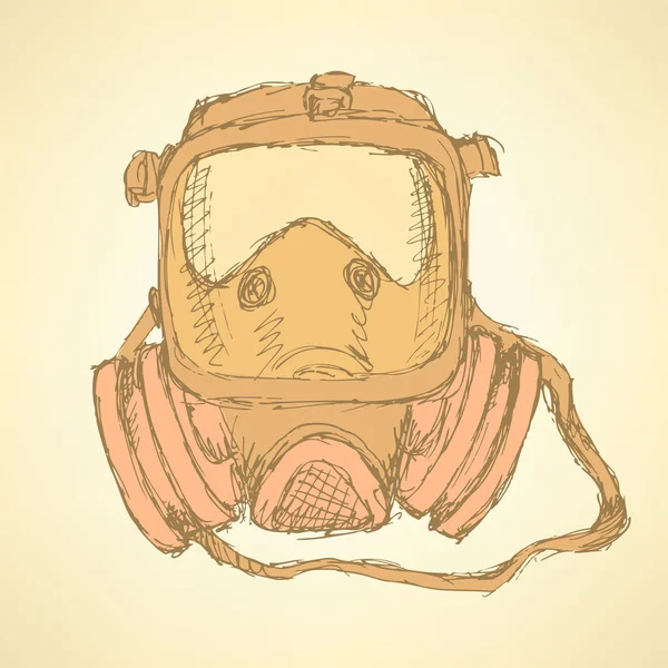 Máscara respiratoria Sketch en estilo vintage — Archivo Imágenes Vectoriales