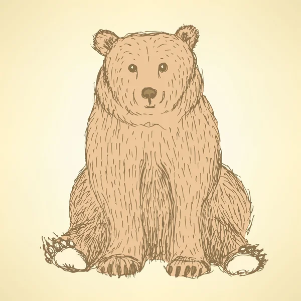 Sketch carino orso in stile vintage — Vettoriale Stock