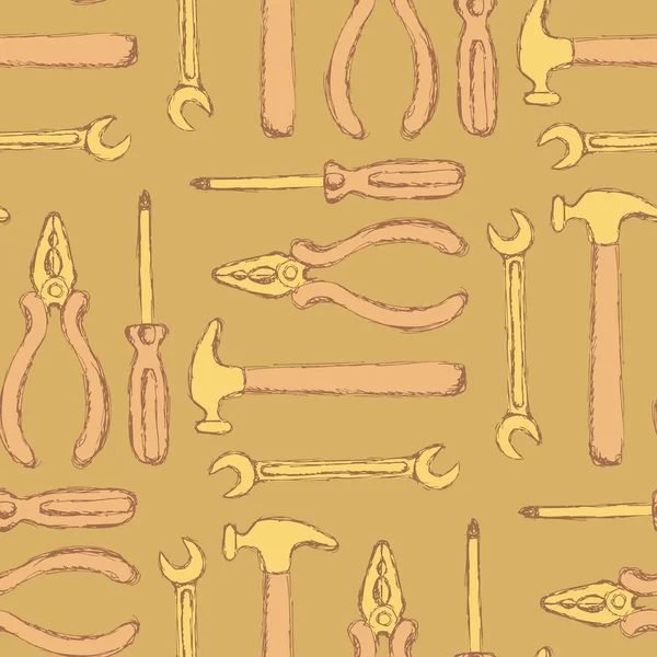 Sketch workers tools in vintage style — Stock Vector