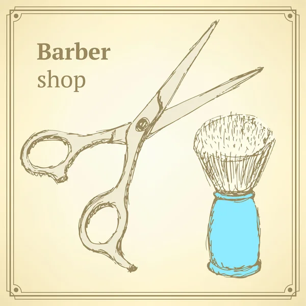 Sketch barber set in vintage style — Stock Vector