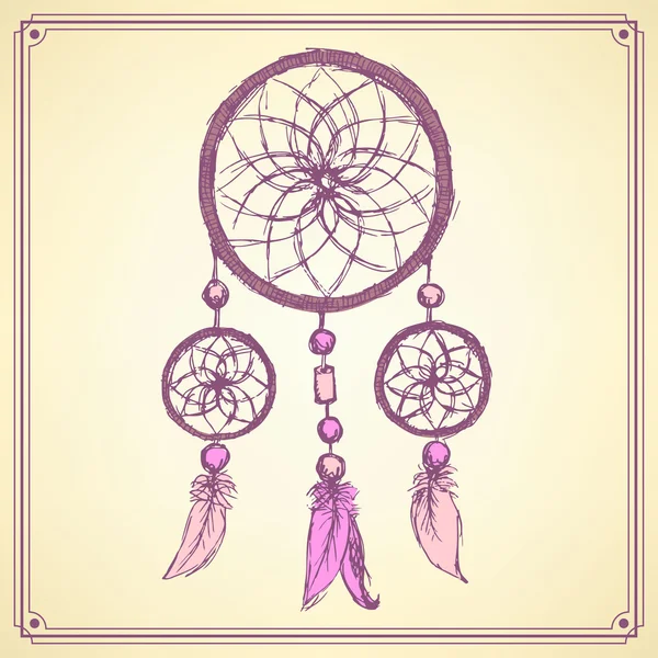 Szkic dream catcher w stylu vintage — Wektor stockowy