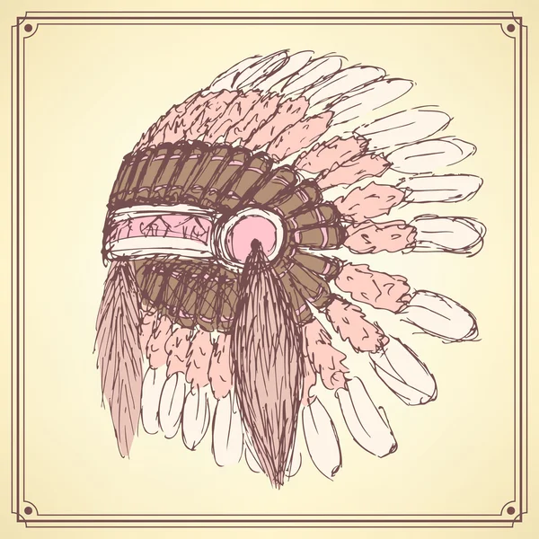 Sketch native american's hat in vintage style — Stock Vector