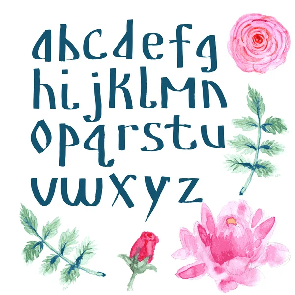 Alphabet aquarelle avec fleurs — Image vectorielle