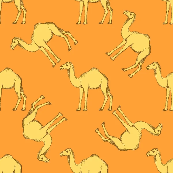 素描中的复古风格的可爱骆驼 — 图库矢量图片