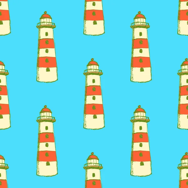 Schets schattig vuurtoren in vintage stijl — Stockvector