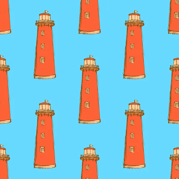 Schets schattig vuurtoren in vintage stijl — Stockvector