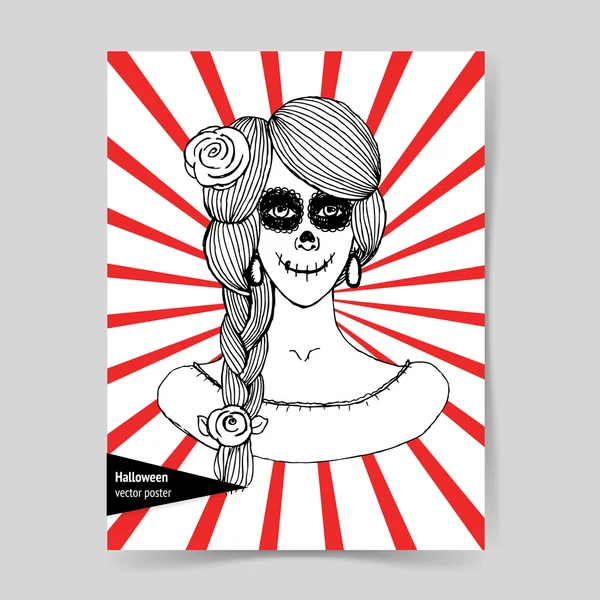 Boceto chica mexicana — Vector de stock