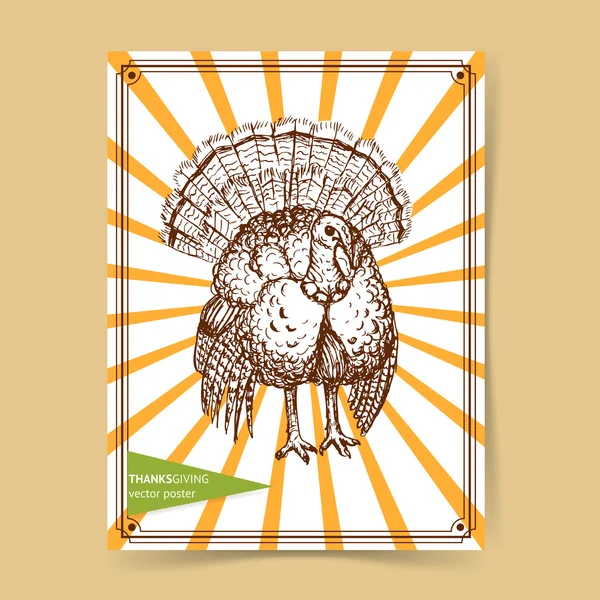 Schets Thanksgiving Turkije — Stockvector