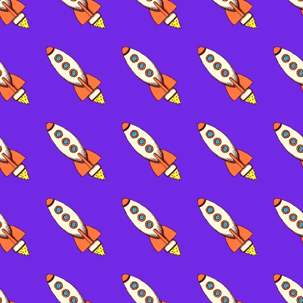 Sketch rocket in vintage style