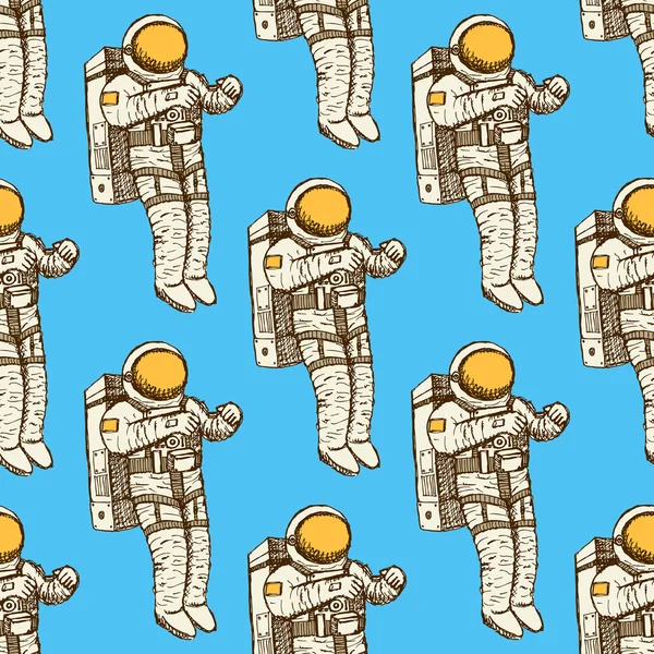 Sketch asronaut in vintage style