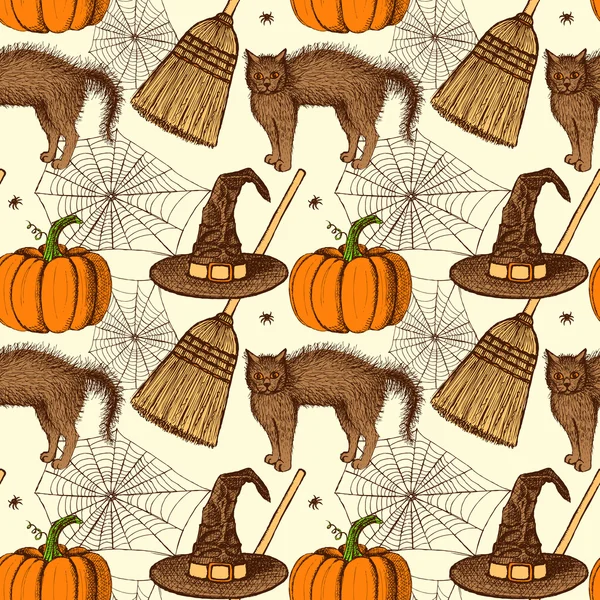 Sketch Halloween pattern — Stock Vector