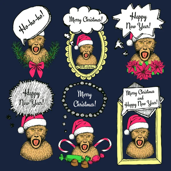 Σκίτσο νέο έτος μαϊμού — Διανυσματικό Αρχείο