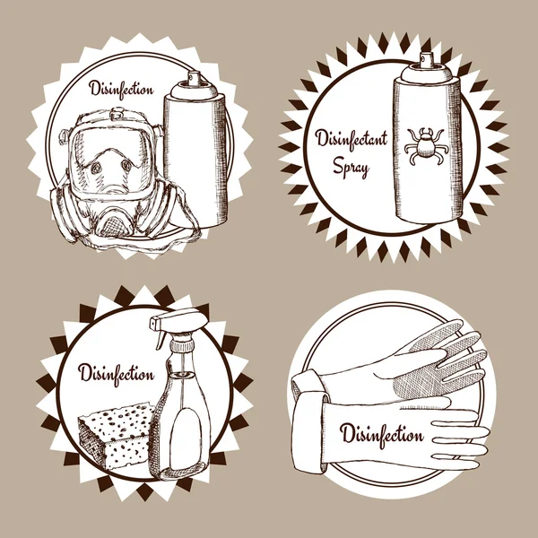 Sketch set of disinfection logo — Stock Vector