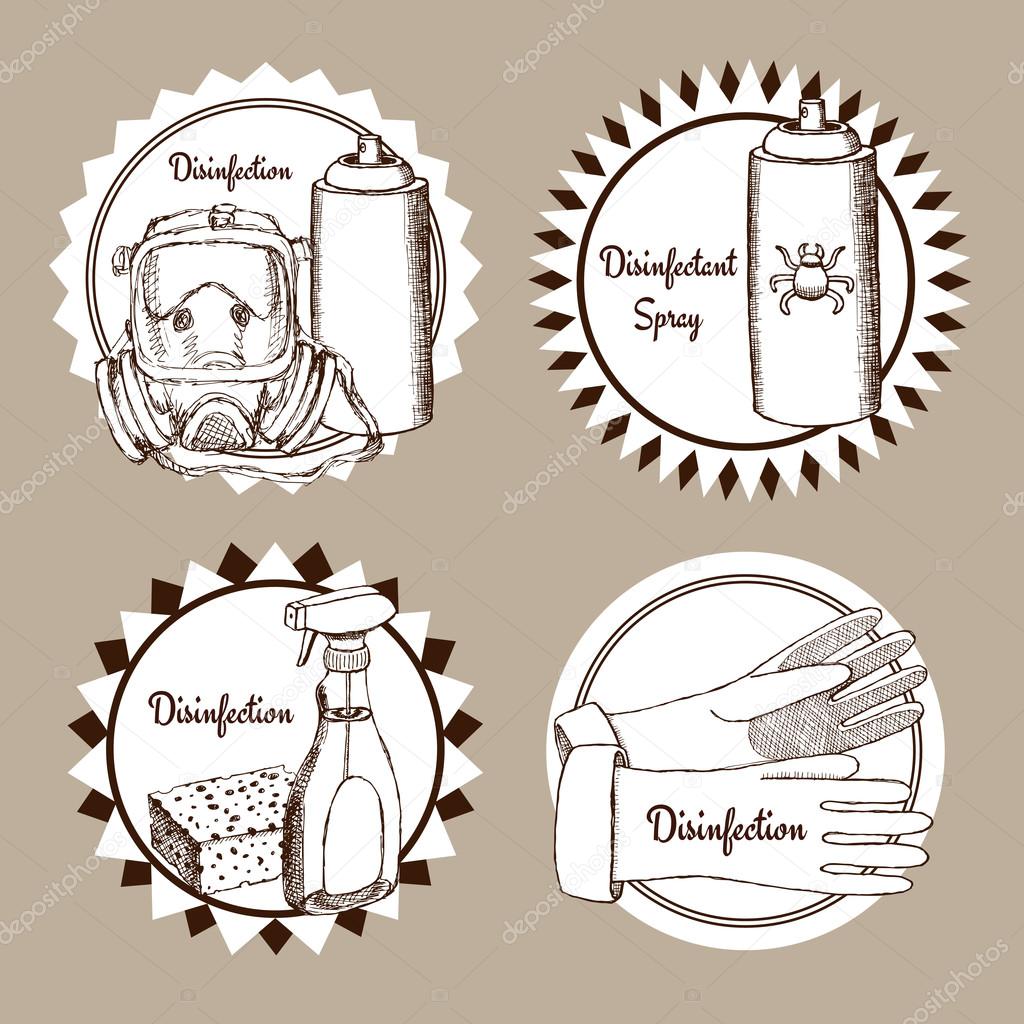 Sketch set of disinfection logo