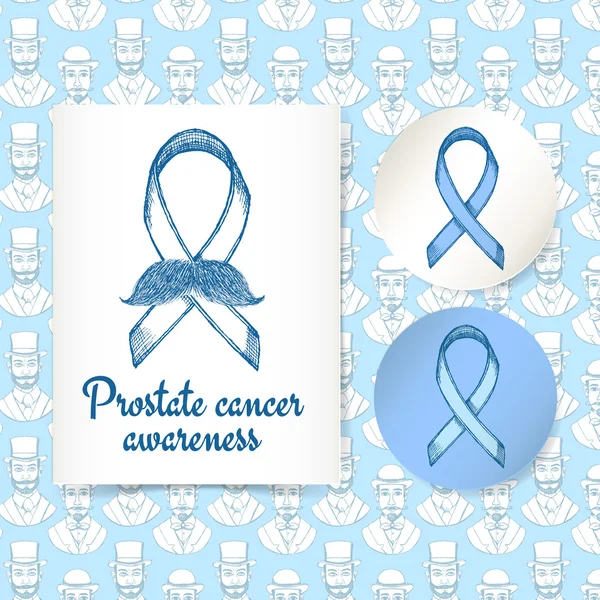 Bosquejo póster de cáncer de próstata y lables — Archivo Imágenes Vectoriales
