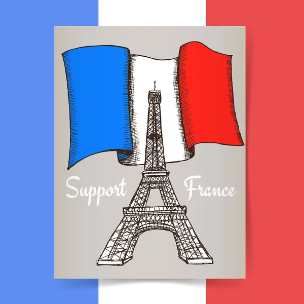 Sketch support France poster — Stock Vector