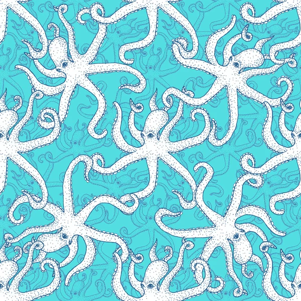 Sketch octopuses pattern — Stock Vector