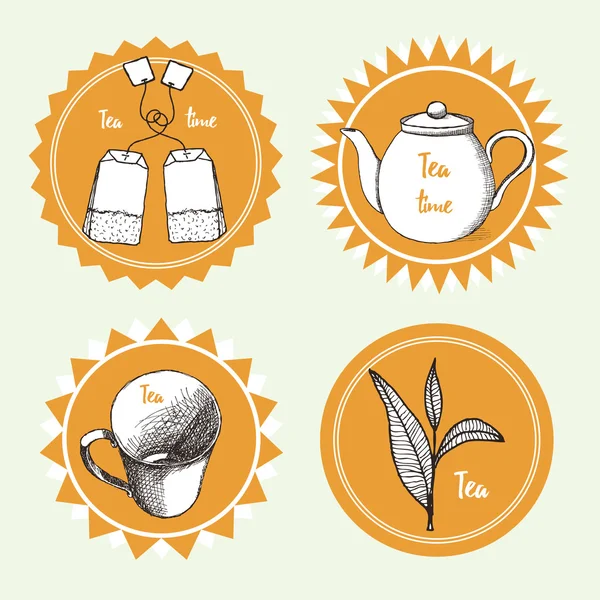 Croquis étiquettes de thé — Image vectorielle