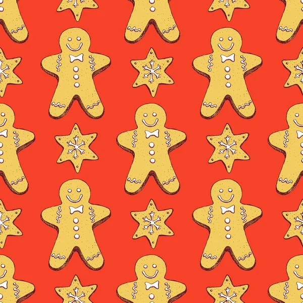 Sketch galletas de pan de jengibre — Vector de stock