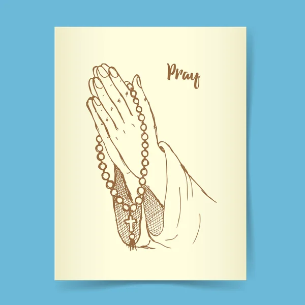 Schizzo mani di preghiera — Vettoriale Stock