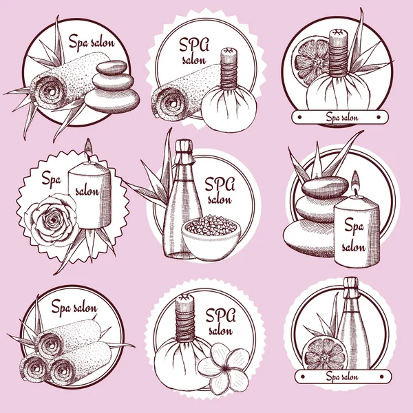 Sketch spa logos — Stock Vector