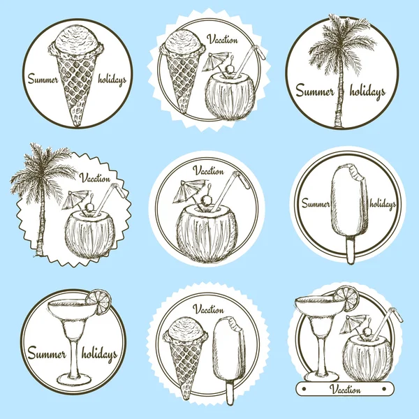 Desenhe logotipos de férias — Vetor de Stock