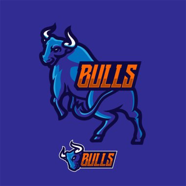 E-spor logosu ve boğa desenleri e-spor takım maskotu ve oyun flaması için mükemmel.