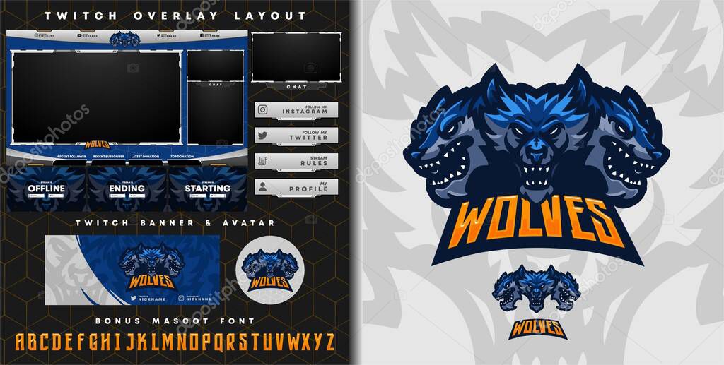 E-sport logo and streamer template of Wolf perfect for e-sport team mascot and game streamer