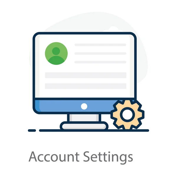 Digital Profile Gear Denoting Account Setting Icon — Stock Vector