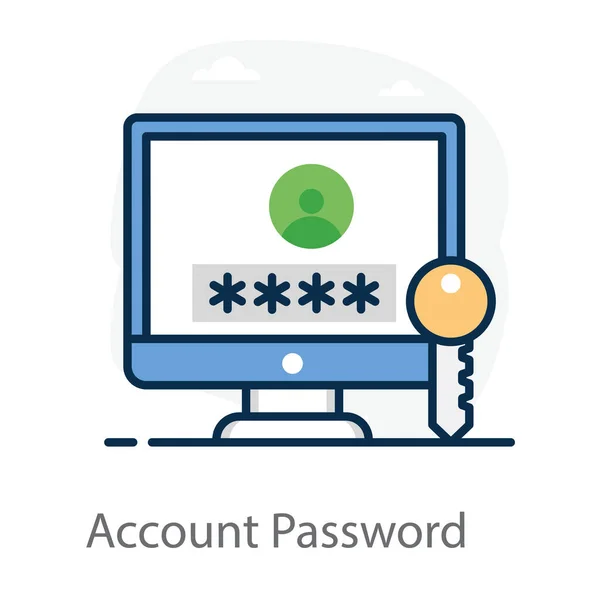 User Profile Security Flat Design Account Password Icon — Stock Vector