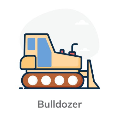 Düz bir kamyon simgesi, buldozer konsepti vektörü 