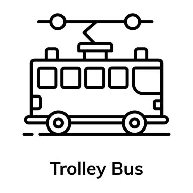 Trolley bus simgesi en iyi taşınma siteleri için düz stilde 