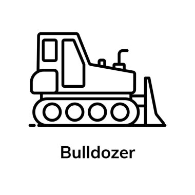 Düz bir kamyon simgesi, buldozer konsepti vektörü 