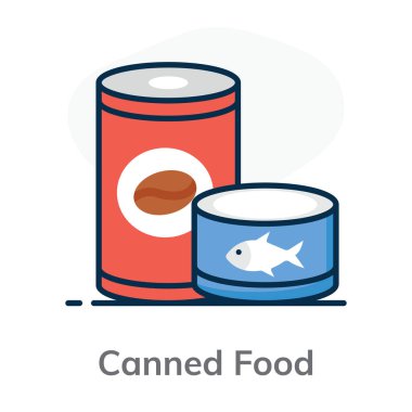 Konserve yiyecek ikonunun düz tasarımı, yemeği korur 